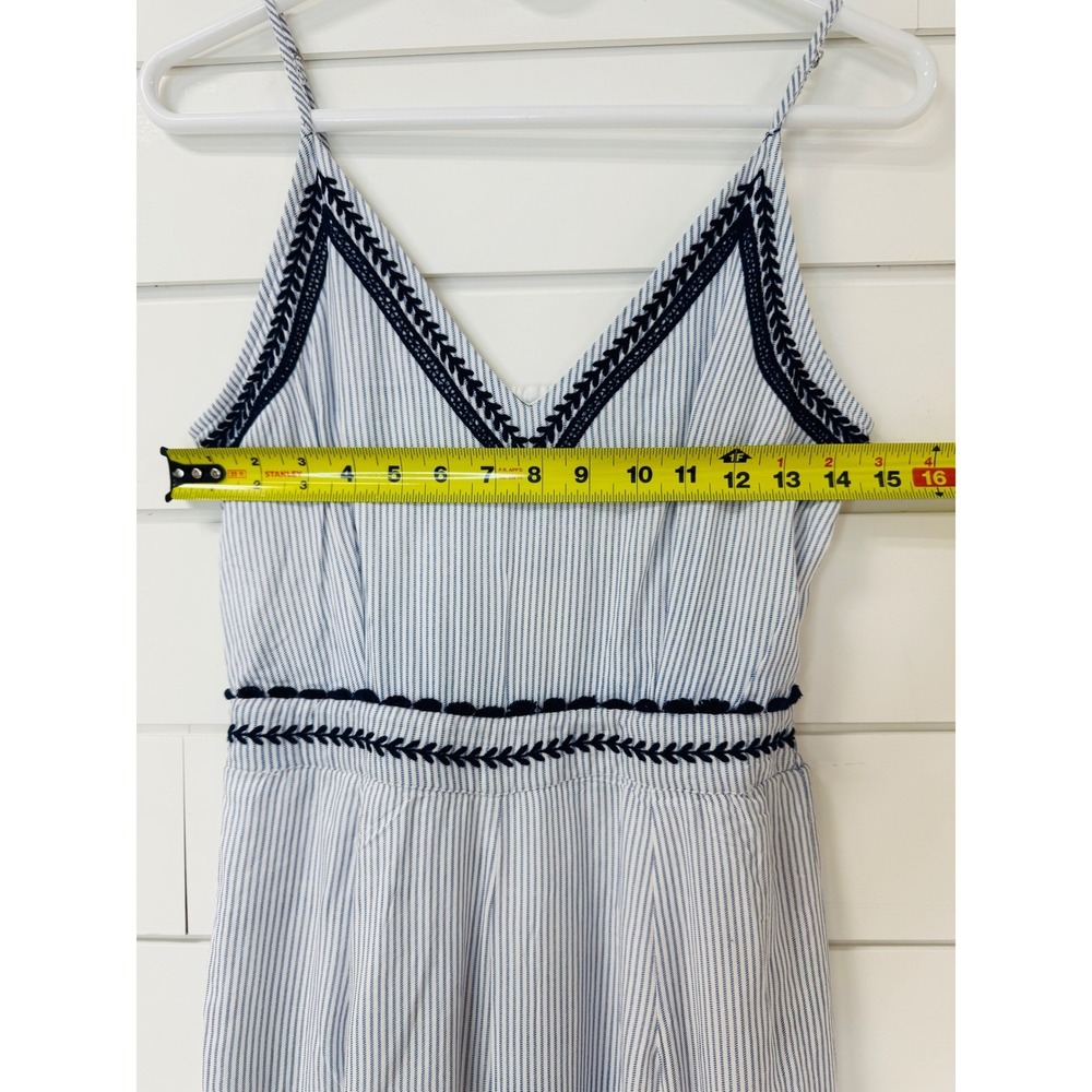 Japna Womens Blue White Striped Embroidered Wide Leg Jumpsuit Medium NWT - Picture 5 of 8